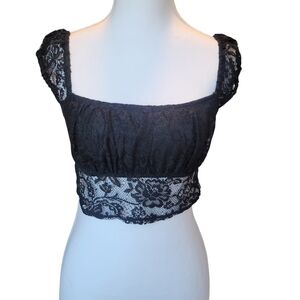 Beverly & Beck Black Lace Milkmaid Crop Top